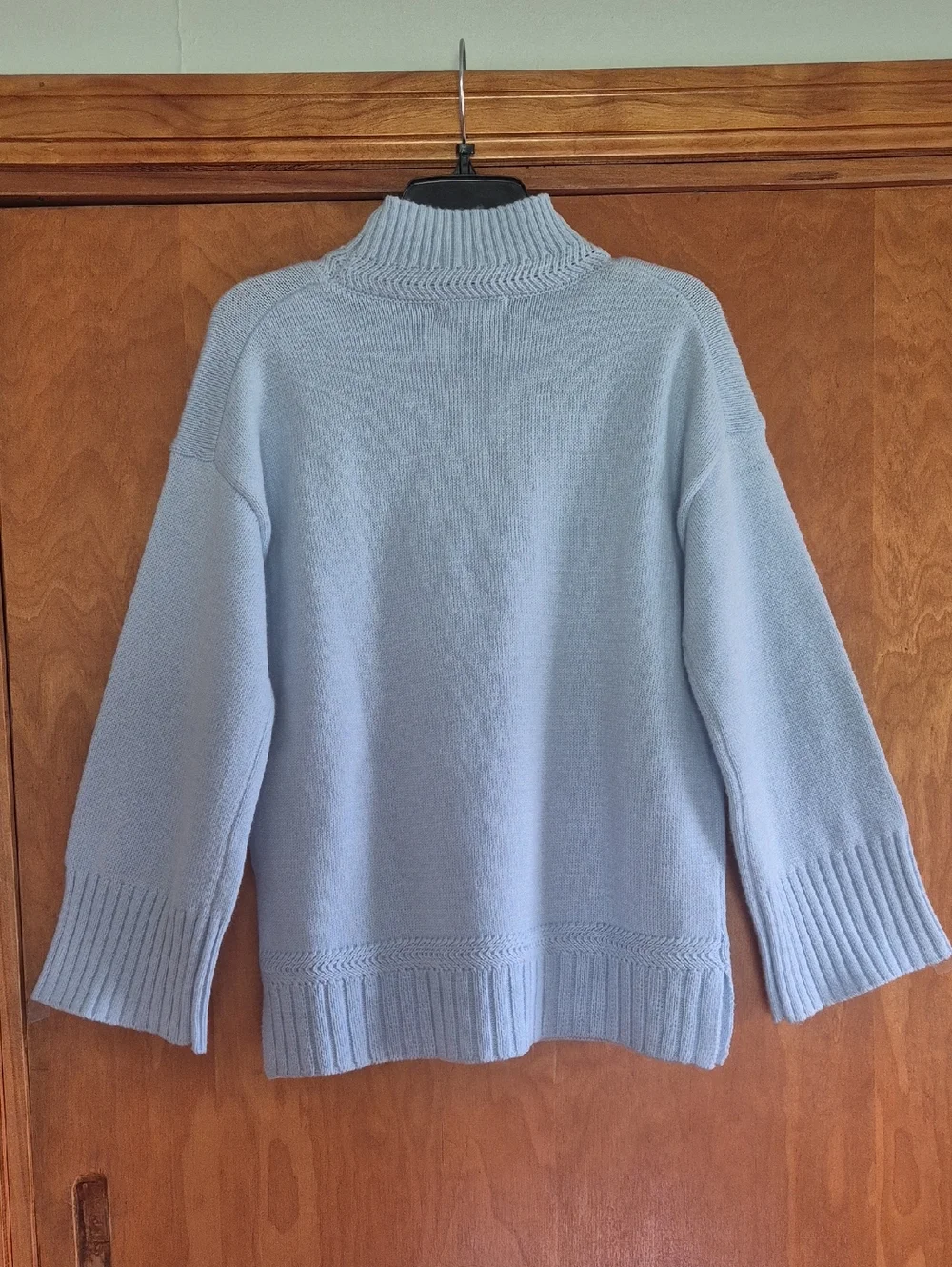 Tahari Light Blue Mock Neck Knit Sweater, size S - Picture 4 of 11